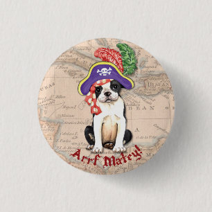 Badge Rond 2,50 Cm Boston Terrier Pirate