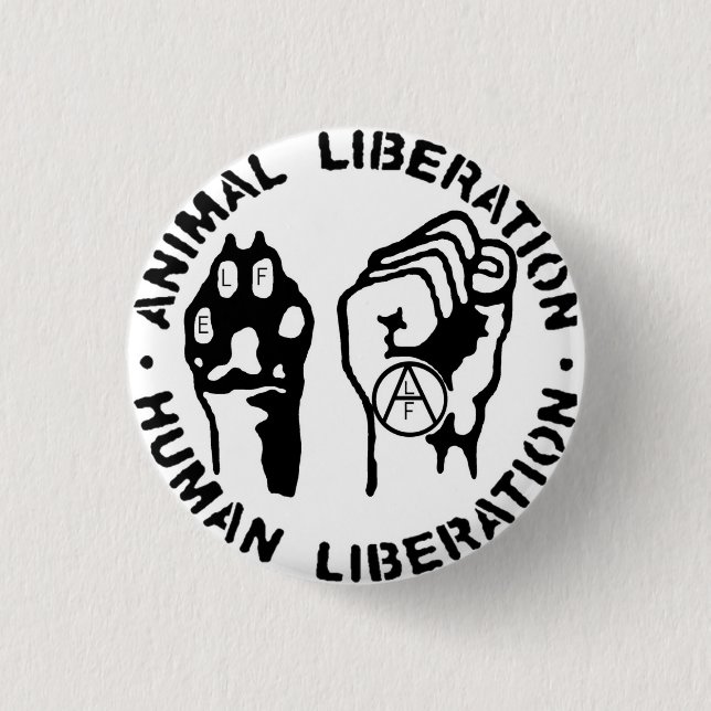 Badge Rond 2,50 Cm Bottom libération animale (Devant)