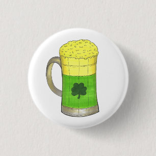 Badge Rond 2,50 Cm Boug de bière verte Shamrock Saint Patrick's Day L
