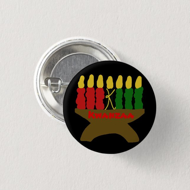 Badge Rond 2,50 Cm Bougies Kwanzaa (Devant & derrière)