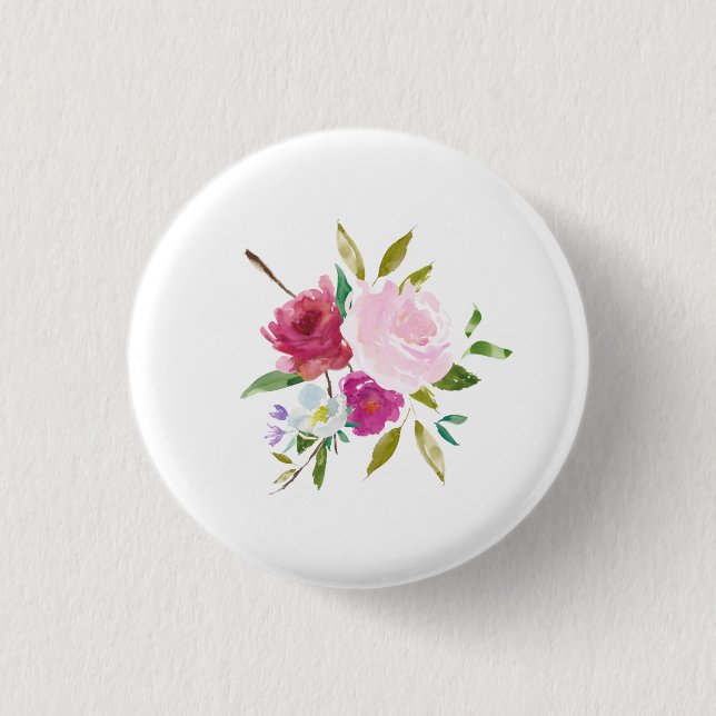 Badge Rond 2,50 Cm Bouquet à boutons ronds floraux (Devant)