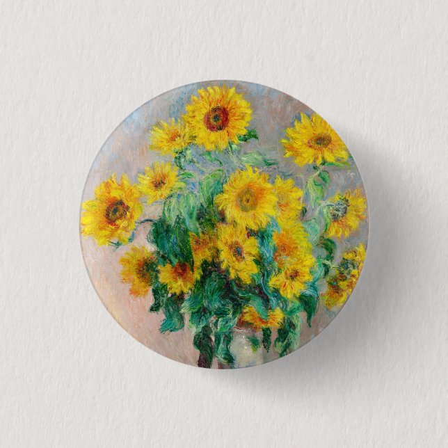 Badge Rond 2,50 Cm Bouquet de tournesols Claude Monet (Devant)