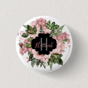 Badge Rond 2,50 Cm Bouquet floral rose pâle personnalisé