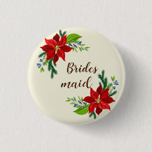 Badge Rond 2,50 Cm Bouquet Poinsettia Mariées