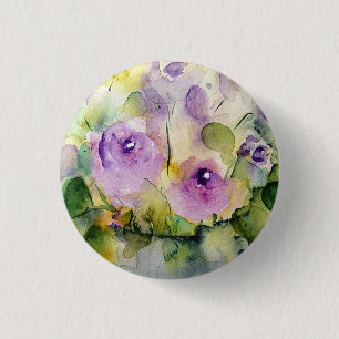 Badge Rond 2,50 Cm Bouquet Violet Aquarelle