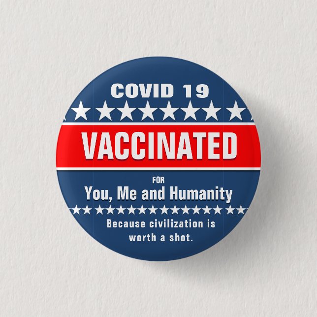 Badge Rond 2,50 Cm Bouton 19 Vaccination pour l'humanité (Devant)