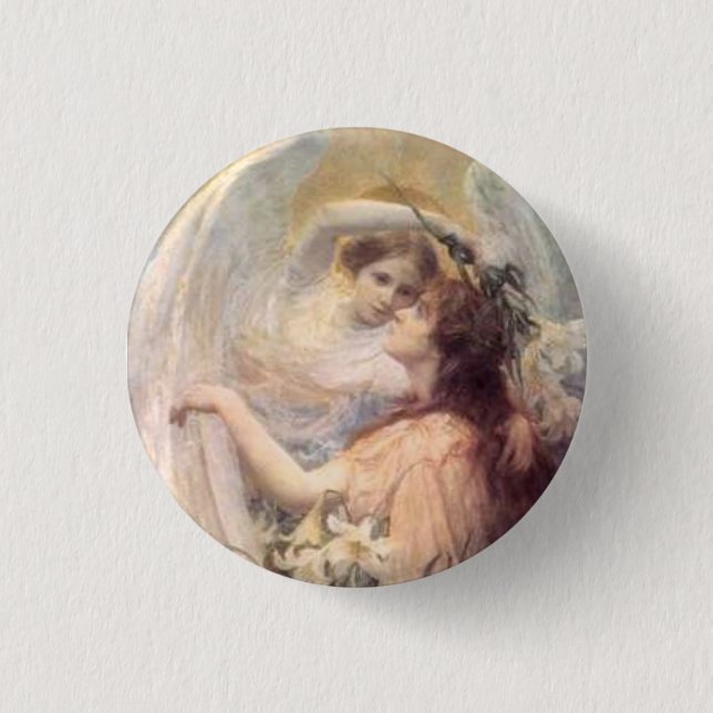Badge Rond 2,50 Cm Bouton 2 d'ange gardien (Devant)