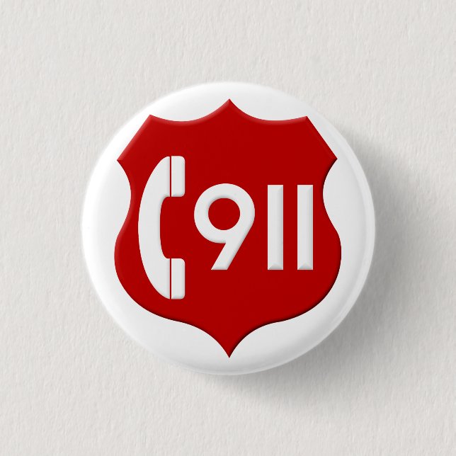 Badge Rond 2,50 Cm Bouton 911 (Devant)