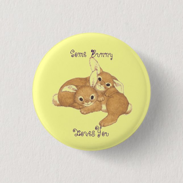 Badge Rond 2,50 Cm Bouton à deux lapins (Devant)