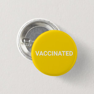 Badge Rond 2,50 Cm Bouton à épingle blanche jaune or vacciné