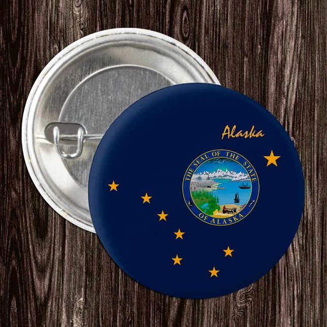 Badge Rond 2,50 Cm Bouton Alaska, mode patriotique drapeau de l'Alask (Créateur téléchargé)