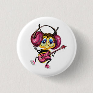 Badge Rond 2,50 Cm Bouton amusant avec la guitare