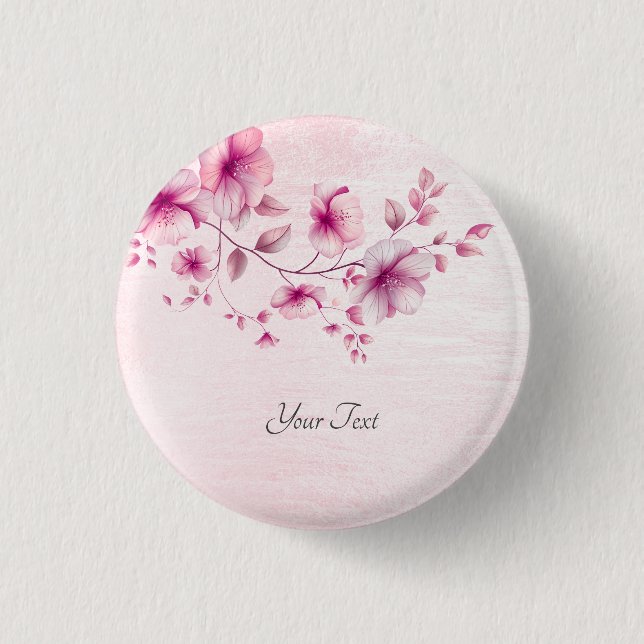Badge Rond 2,50 Cm Bouton Aquarelle rose Fleurs (Devant)