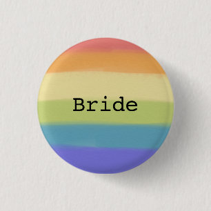 Badge Rond 2,50 Cm Bouton Arc-en-ciel de mariée 