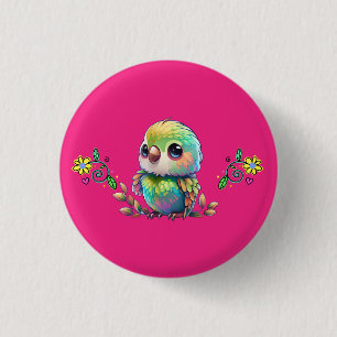Badge Rond 2,50 Cm Bouton Arc-en-ciel et fleurs
