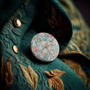 Badge Rond 2,50 Cm Bouton Art Nouveau William Morris Lily