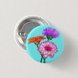 Badge Rond 2,50 Cm Bouton avec Gerbera Daisies