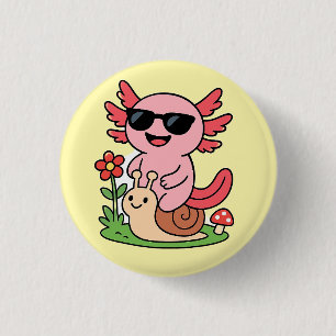 Badge Rond 2,50 Cm Bouton Axolotl mignon - Design animal adorable