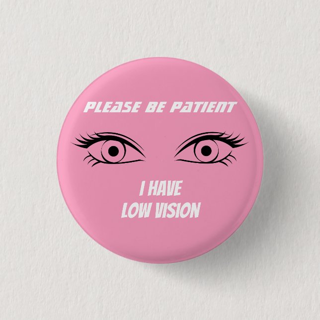 Badge Rond 2,50 Cm Bouton Basse Vision rose (Devant)