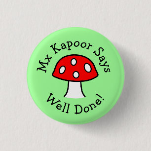 Badge Rond 2,50 Cm Bouton bien fait rouge de champignon