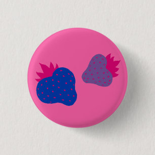 Badge Rond 2,50 Cm Bouton bisexuel de fraises (rose)