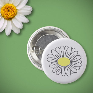 Badge Rond 2,50 Cm Bouton blanc Fleur de marguerite