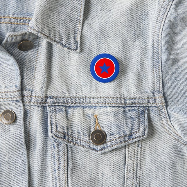 Badge Rond 2,50 Cm Bouton Bleu Blanc Rouge Panama (En situation)
