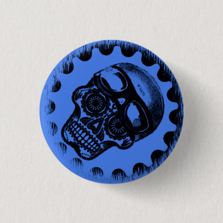 Badge Rond 2,50 Cm Bouton bleu de crâne de sucre de W'nR'n