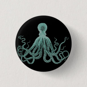 Badge Rond 2,50 Cm Bouton bleu de poulpe