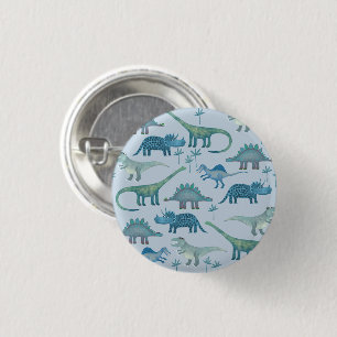 Badge Rond 2,50 Cm Bouton bleu dinosaures