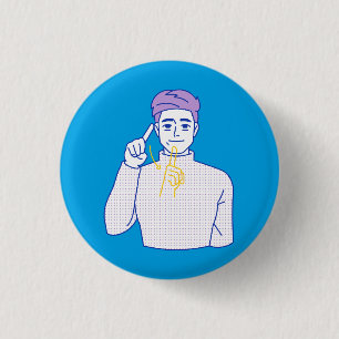 Badge Rond 2,50 Cm bouton bleu personne sourde