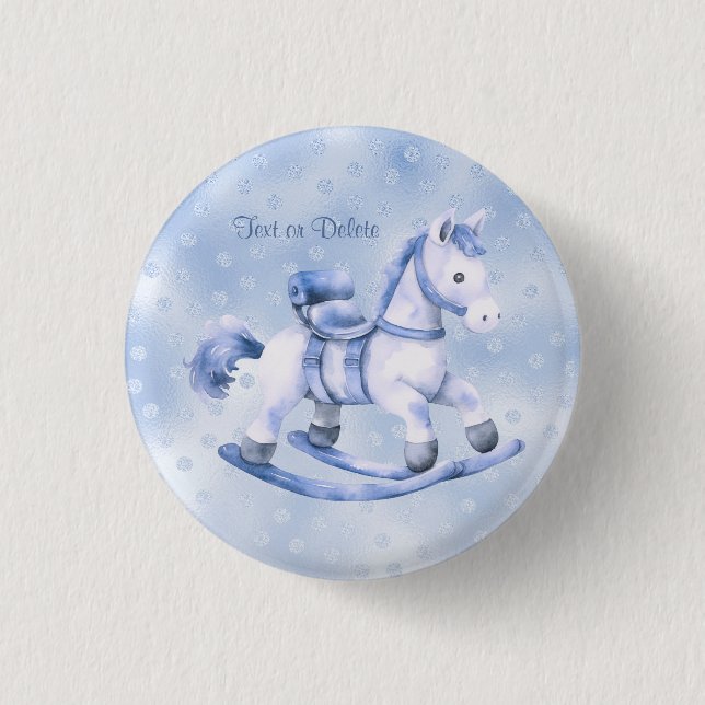 Badge Rond 2,50 Cm Bouton bleu Rocking Horse (Devant)