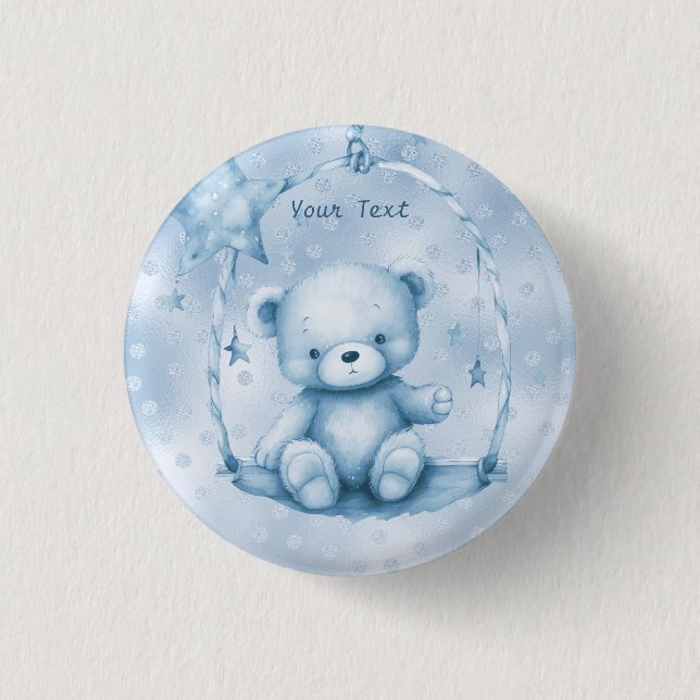 Badge Rond 2,50 Cm Bouton bleu Teddy Bear (Devant)