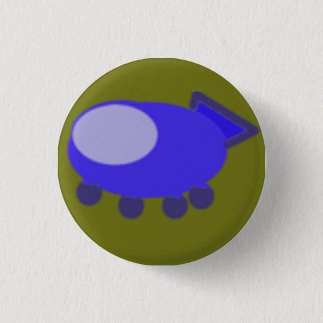 Badge Rond 2,50 Cm Bouton Bleu vaisseau spatial (Devant)