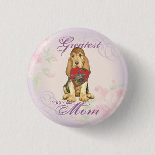 Badge Rond 2,50 Cm Bouton Bloodhound Heart Mom Pinback