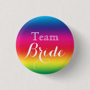 Badge Rond 2,50 Cm Bouton Bride de l'équipe de Mariage rose blanc