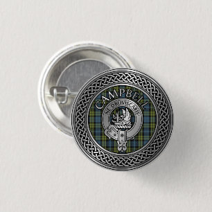 Badge Rond 2,50 Cm Bouton Campbell Crest & Tartan Knot