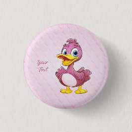 Badge Rond 2,50 Cm Bouton Canard rose