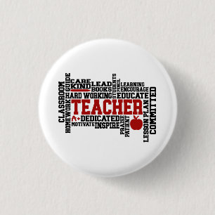 Badge Rond 2,50 Cm Bouton Carré enseignant