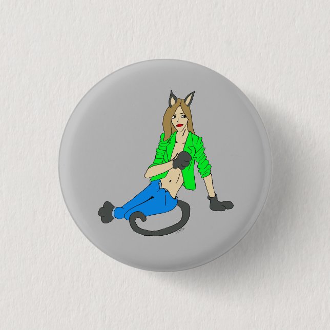 Badge Rond 2,50 Cm bouton catgirl (Devant)