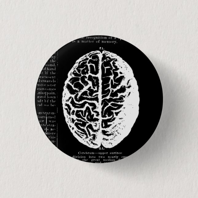 Badge Rond 2,50 Cm Bouton Cerveau (Devant)