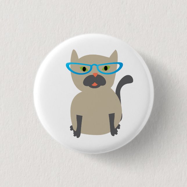 Badge Rond 2,50 Cm Bouton Chat en lunettes (Devant)
