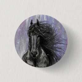 Badge Rond 2,50 Cm Bouton Cheval friésien MAGIQUE TWILIGHT