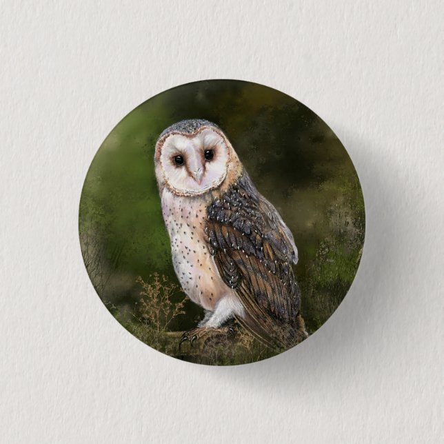 Badge Rond 2,50 Cm Bouton Chouette de l'Ouest - Peinture (Devant)