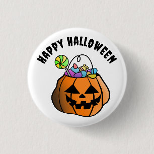Badge Rond 2,50 Cm Bouton Citrouille Halloween heureux