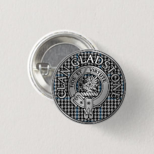 Badge Rond 2,50 Cm Bouton Clan Gladstone Crest & Tartan