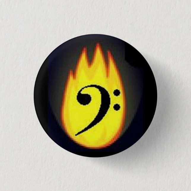 Badge Rond 2,50 Cm Bouton Clé de basse flamme (Devant)