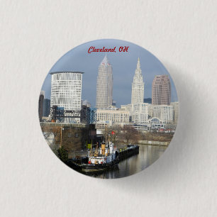Badge Rond 2,50 Cm Bouton Cleveland, Ohio River View