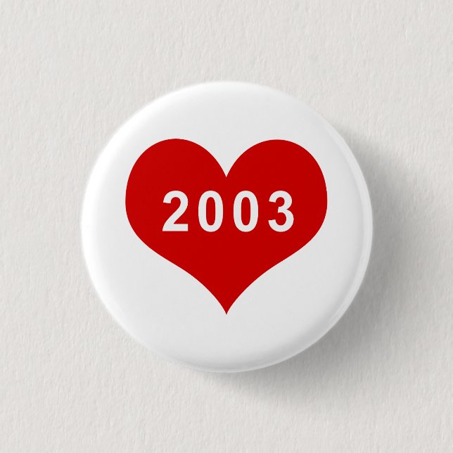 Badge Rond 2,50 Cm Bouton Cœur Amour Rouge 2003 (Devant)