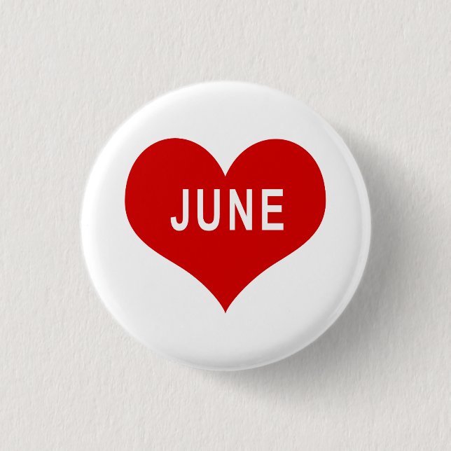 Badge Rond 2,50 Cm Bouton Coeur d'amour rouge juin (Devant)